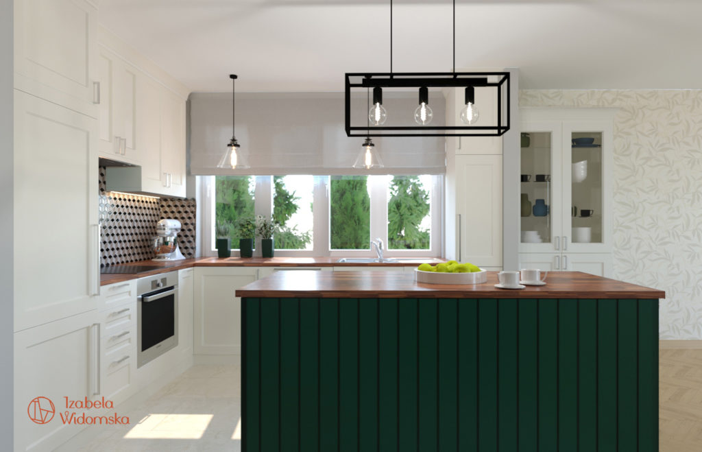 Dom z zieloną wyspą | Harmonia, Subtelne wnętrze | Projekt wnętrza architekt Izabela Widomska