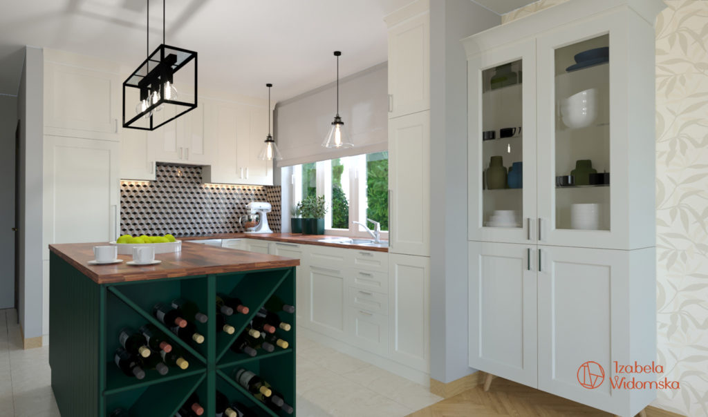 Dom z zieloną wyspą | Harmonia, Subtelne wnętrze | Projekt wnętrza architekt Izabela Widomska