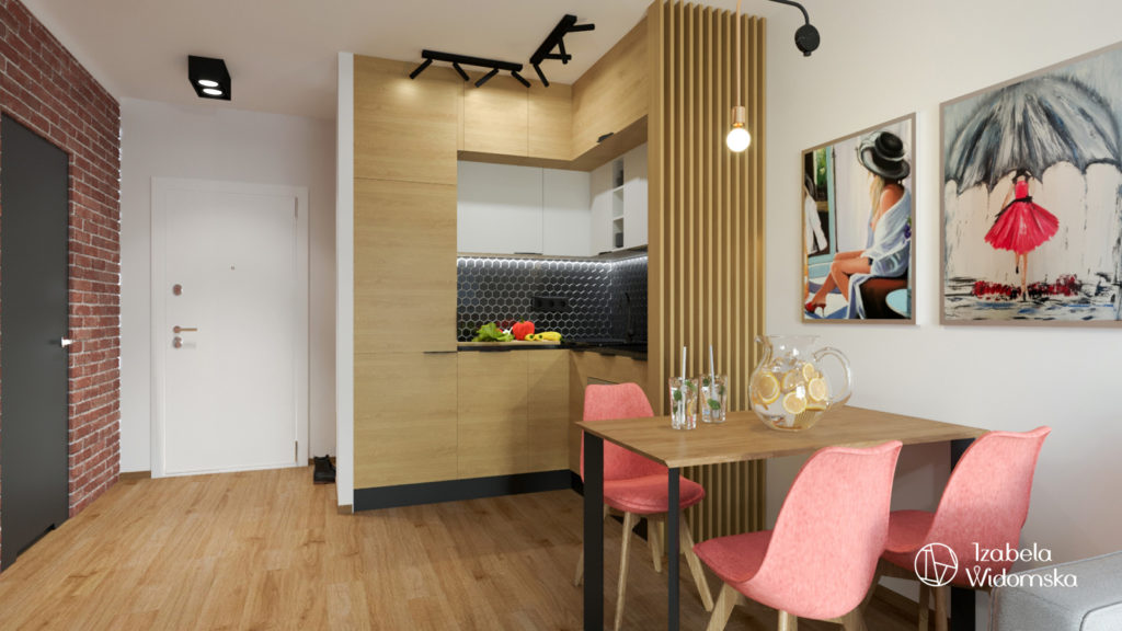 Loftowa kawalerka | Dopasowanie Dobre życie Inspirujące wnętrze | Projekt wnętrza architekt Izabela Widomska