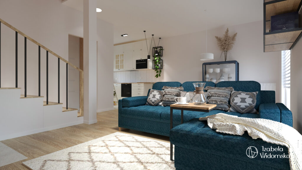 Wygodny segment w stylu skandynawskim | Styl skandynawski Wygoda Funkcjonalność | Projekt wnętrza architekt Izabela Widomska