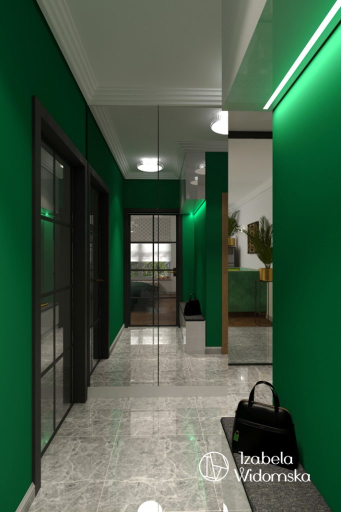 Glamour, art deco i zieleń | Piękno Harmonia Dopasowanie | Projekt wnętrza architekt Izabela Widomska
