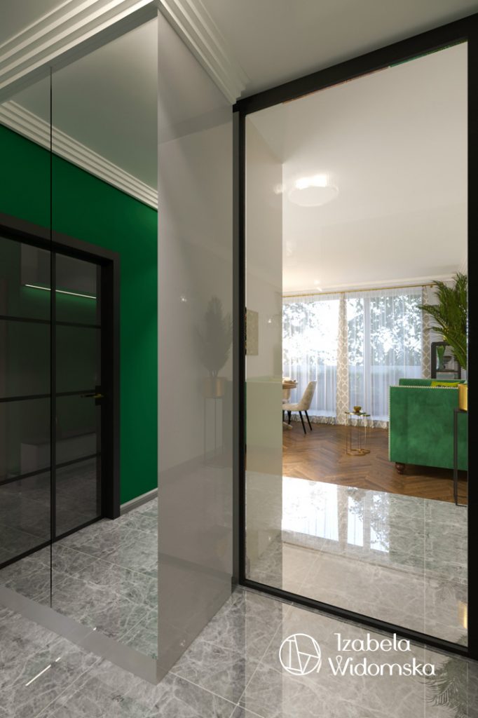 Glamour, art deco i zieleń | Piękno Harmonia Dopasowanie | Projekt wnętrza architekt Izabela Widomska