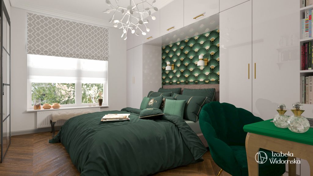 Glamour, art deco i zieleń | Piękno Harmonia Dopasowanie | Projekt wnętrza architekt Izabela Widomska