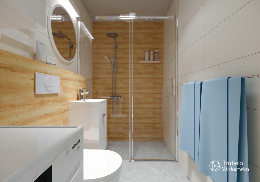 Małe mieszkanie z błękitną wyspą | Komfort Dopasowanie | Projekt wnętrza architekt Izabela Widomska