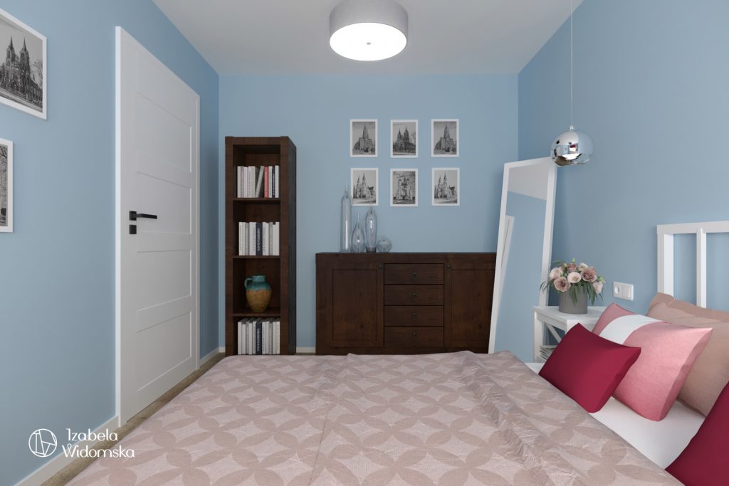 Małe mieszkanie z błękitną wyspą | Komfort Dopasowanie | Projekt wnętrza architekt Izabela Widomska