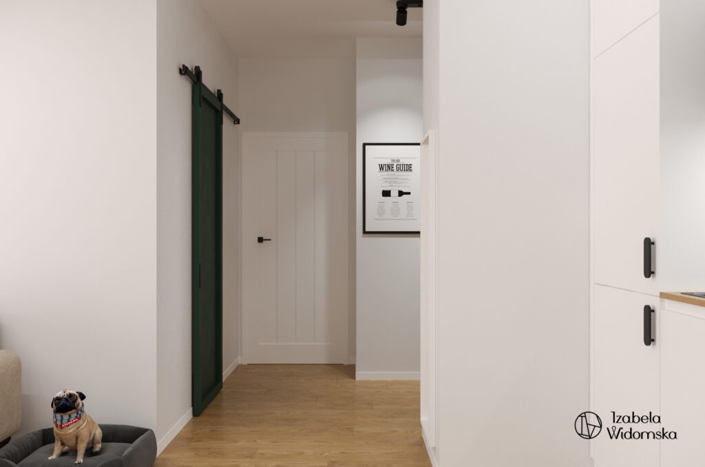 Mieszkanie dla dwojga z pieskiem | Harmonia Dobre życie Dopasowanie | Projekt wnętrza architekt Izabela Widomska