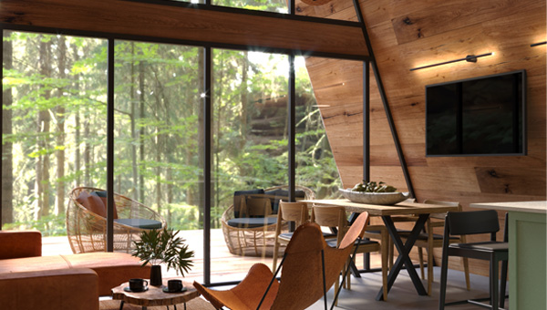 Nowoczesny domek letniskowy w lesie 